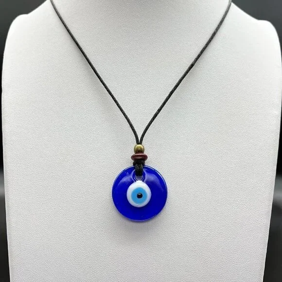 Blue Glass Evil Eye Protection Necklace | Handmade Pendant - Picture 6 of 8